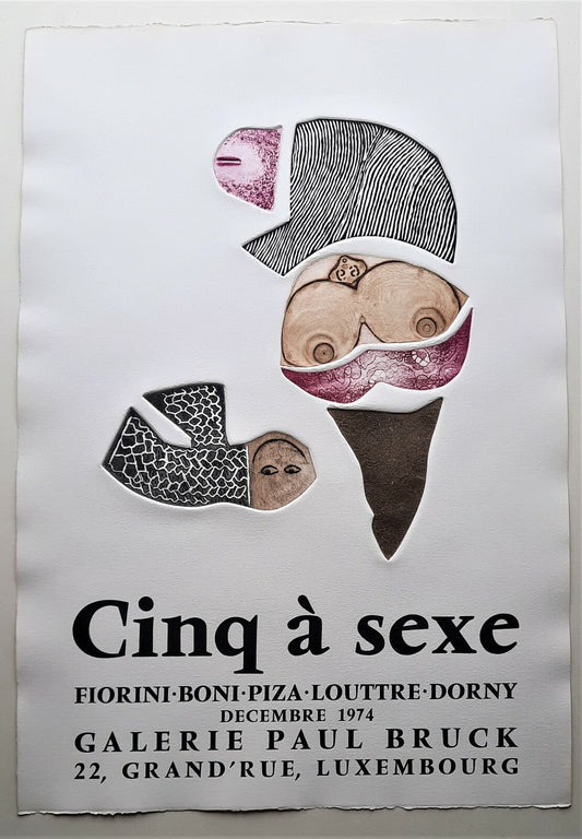 Cinq à sexe Affiche taille-douce gravure Fiorini Boni Dorny Loutre B Piza