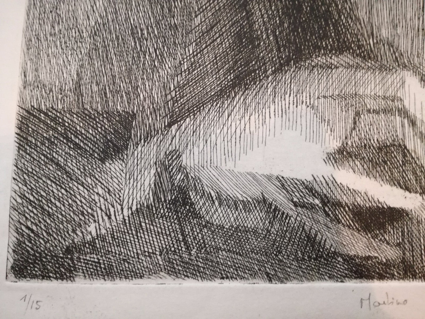 gravure Portrait auteur non identifié eau-forte style cubiste expressionniste