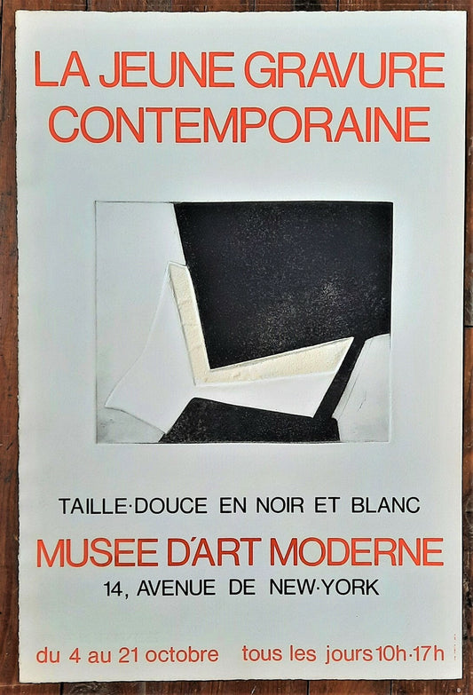 Jeune Gravure Contemporaine affiche avec gravure Dorny 1974 musée Art Moderne