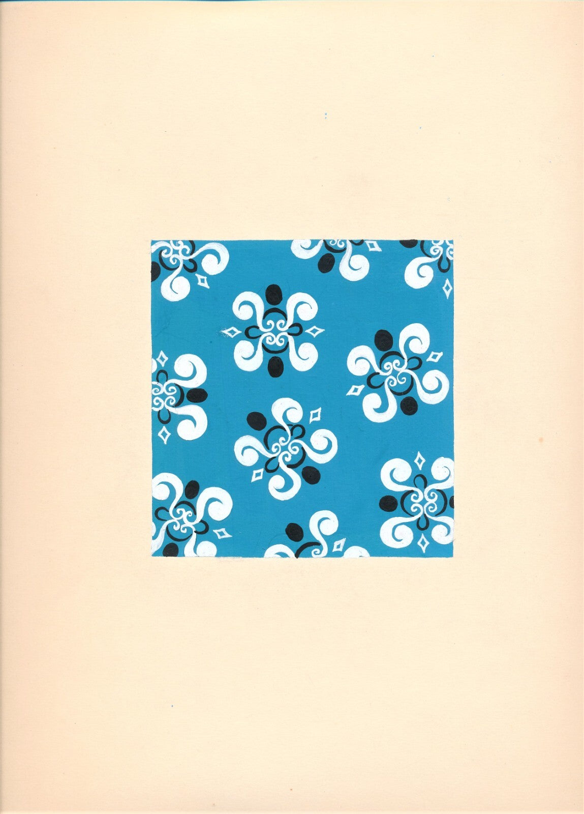 6 motifs décoratifs tissu art appliqué art déco tissus gouache v. 1940