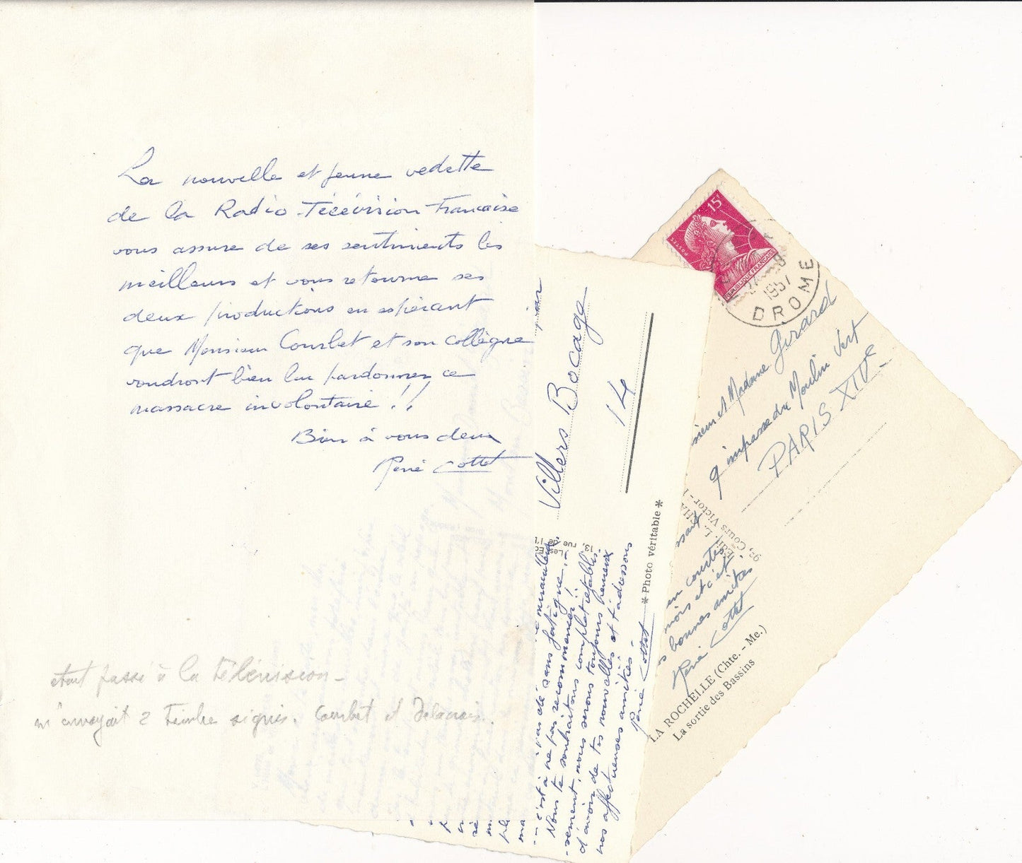 René COTTET : bel ensemblre 12 GRAVURES et 4 LETTRES AUTOGRAPHES et 2 CARTES