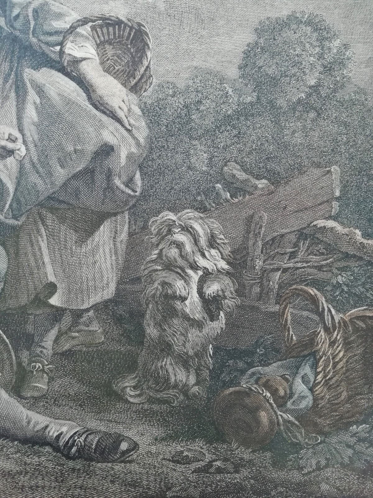 gravure René Gaillard Obéissance récompensée d’après Boucher rehaut couleur