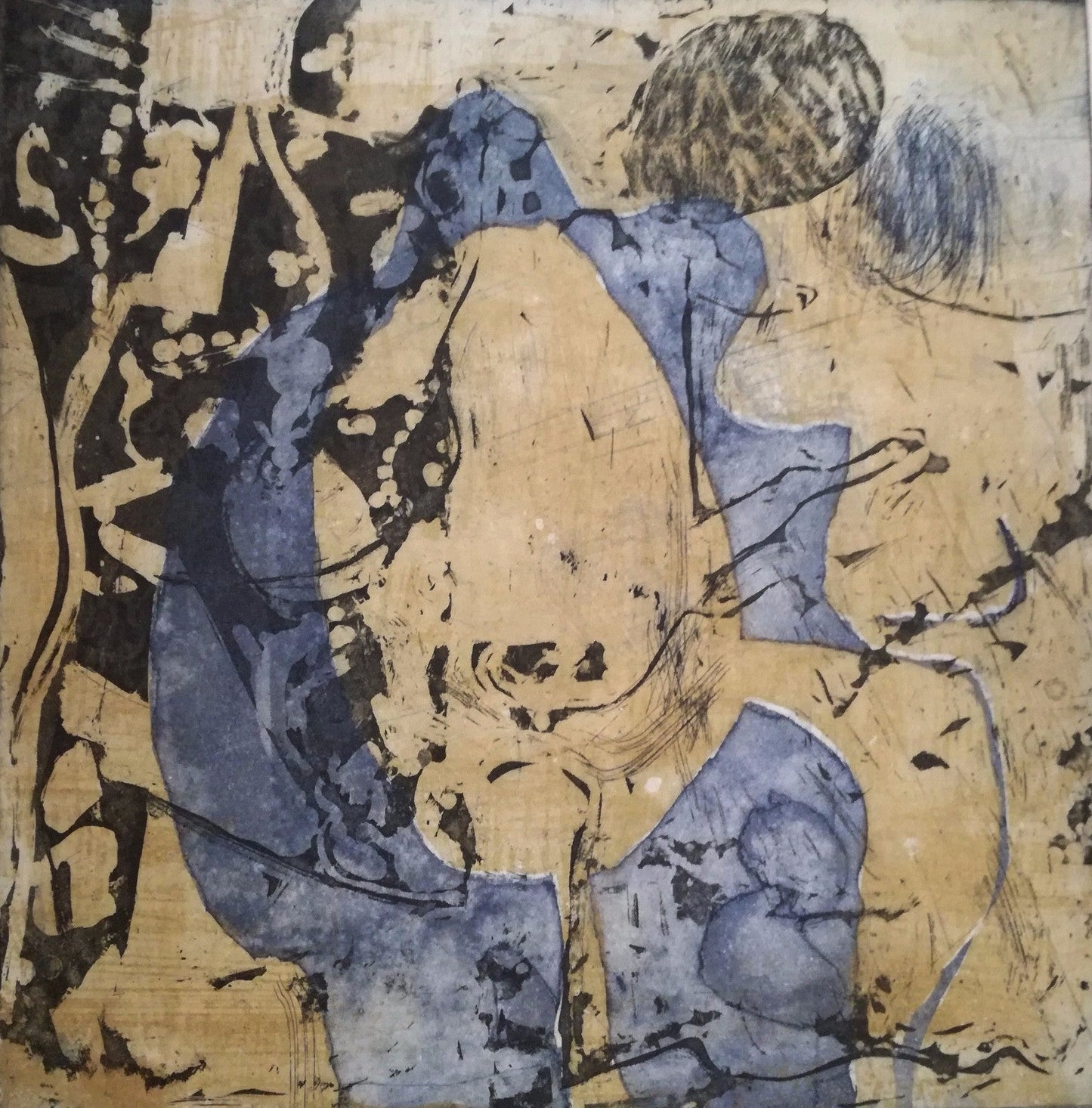 Gravure eau-forte aquatinte abstraction expressionniste 1963