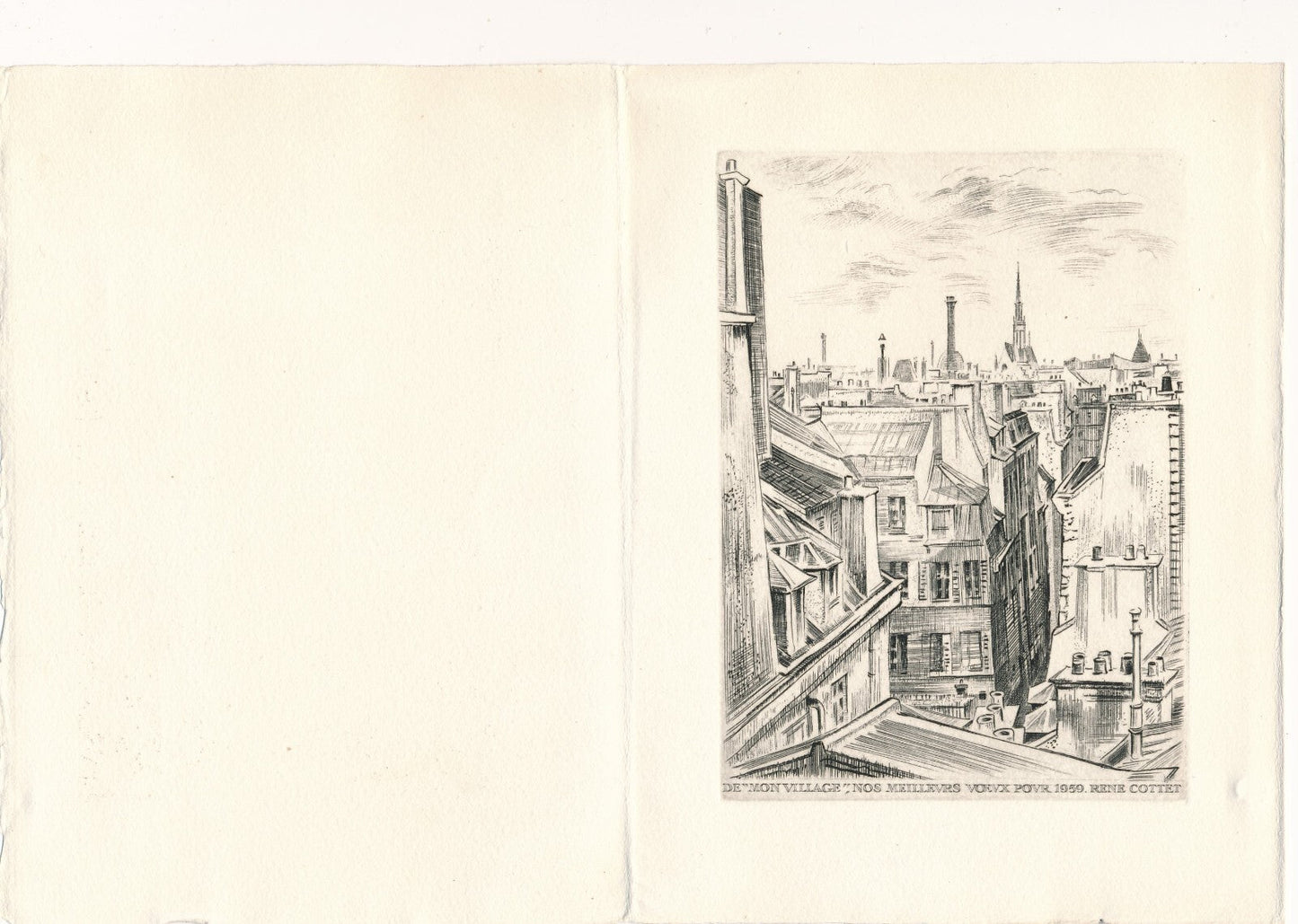 René COTTET : bel ensemblre 12 GRAVURES et 4 LETTRES AUTOGRAPHES et 2 CARTES