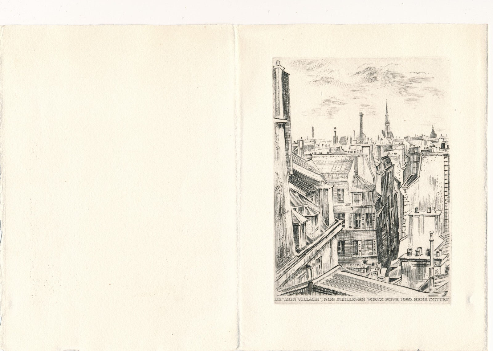 René COTTET : bel ensemblre 12 GRAVURES et 4 LETTRES AUTOGRAPHES et 2 CARTES