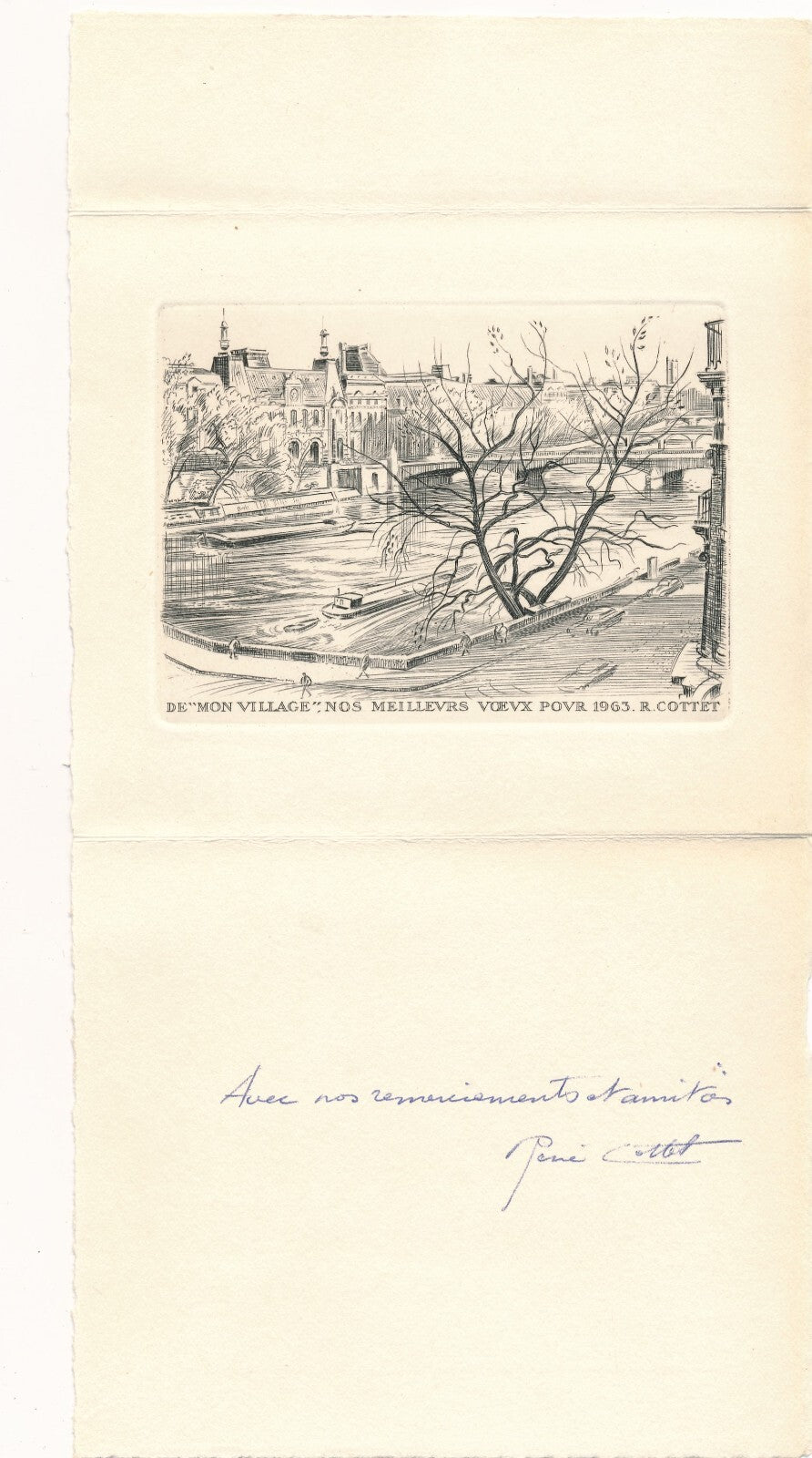 René COTTET : bel ensemblre 12 GRAVURES et 4 LETTRES AUTOGRAPHES et 2 CARTES