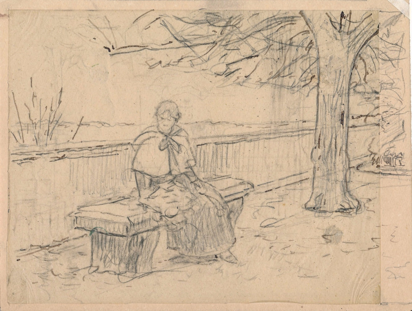 Dessin crayon plume Louis Emile Adan 1839 1937 peintre 