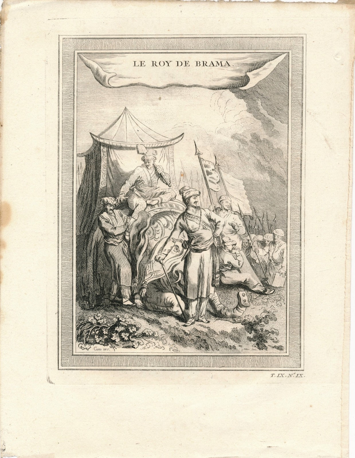 gravure Le Roy de Brama Inde Asie abbé Prévost Paris, 1747-1780