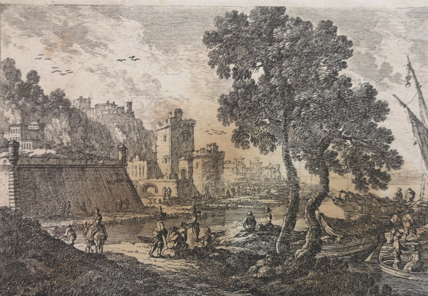  (1638-1695), graveur paysage mer côte château