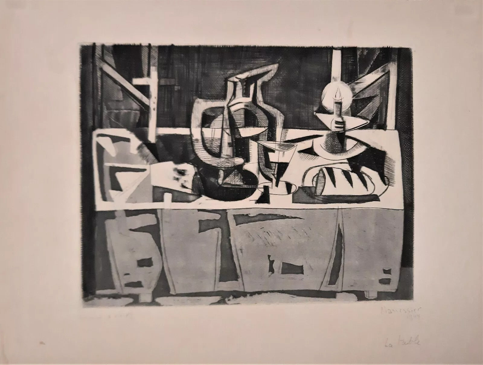 peintre Alfred MANESSIER eau forte burin 1944 signée datée titrée