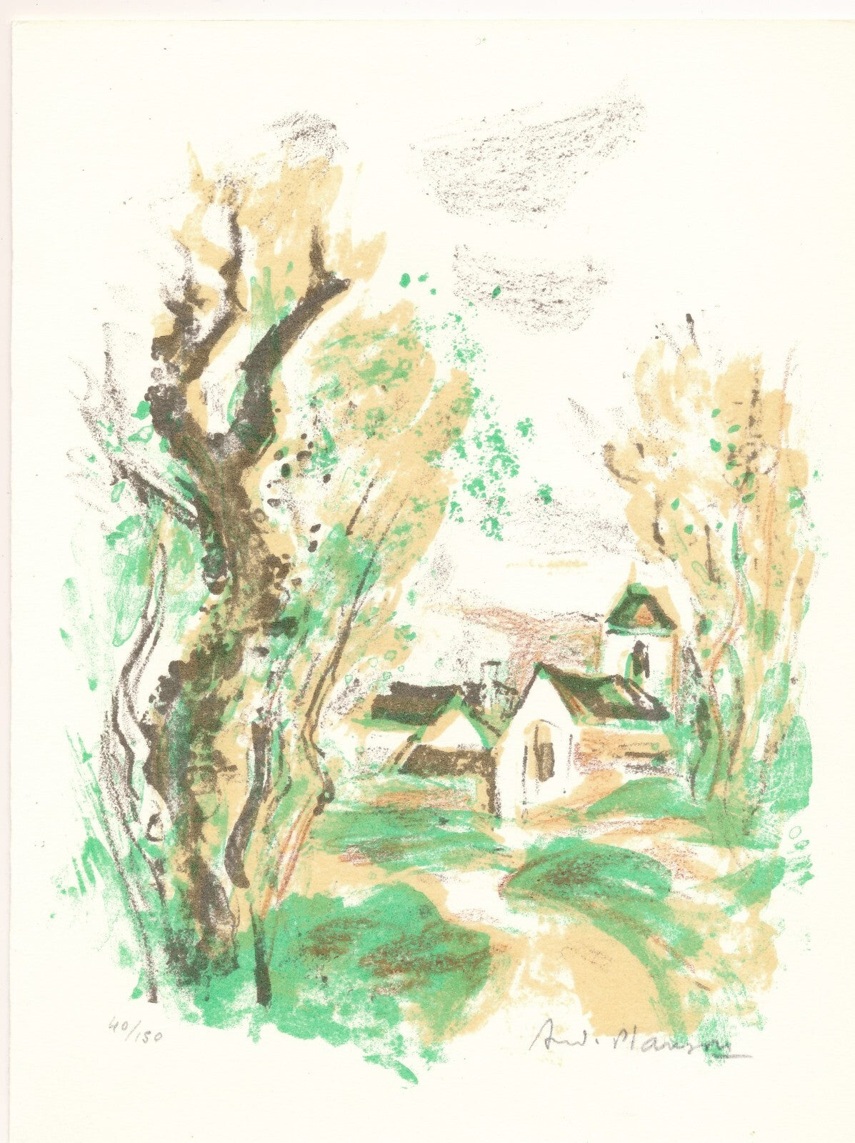 André PLANSON lithographie signée carte voeux année 1973