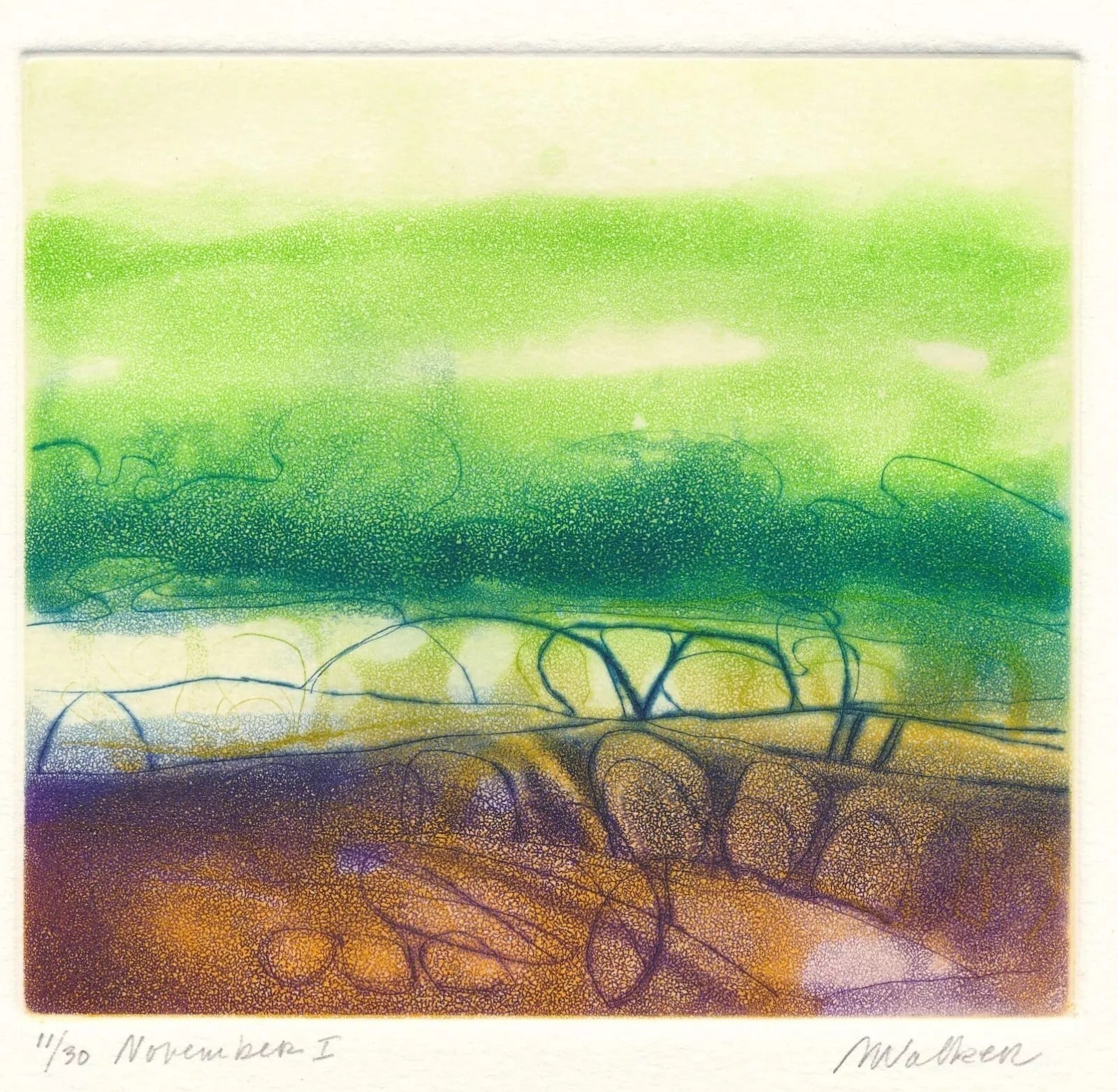 Anne WALKER gravure originale signée estampe