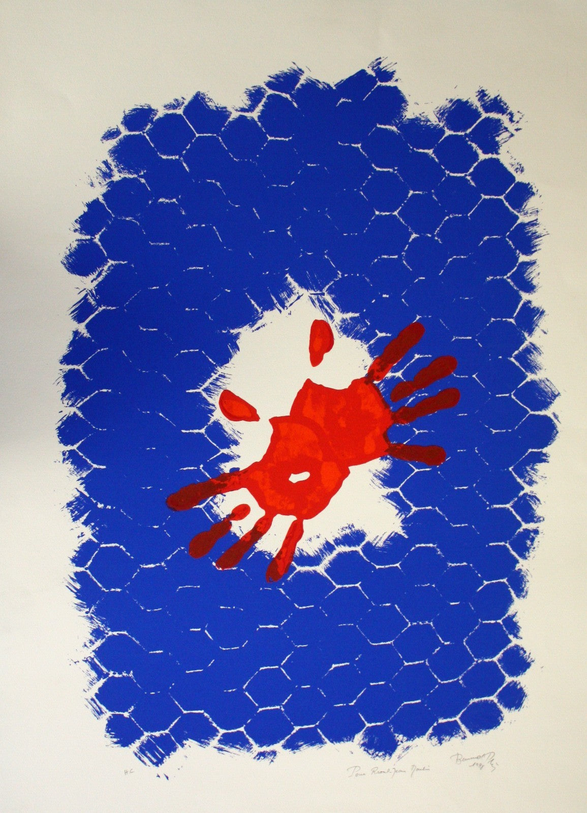 Bernard Pagès lithographie 1998 signée grande dimension Supports Surfaces signée