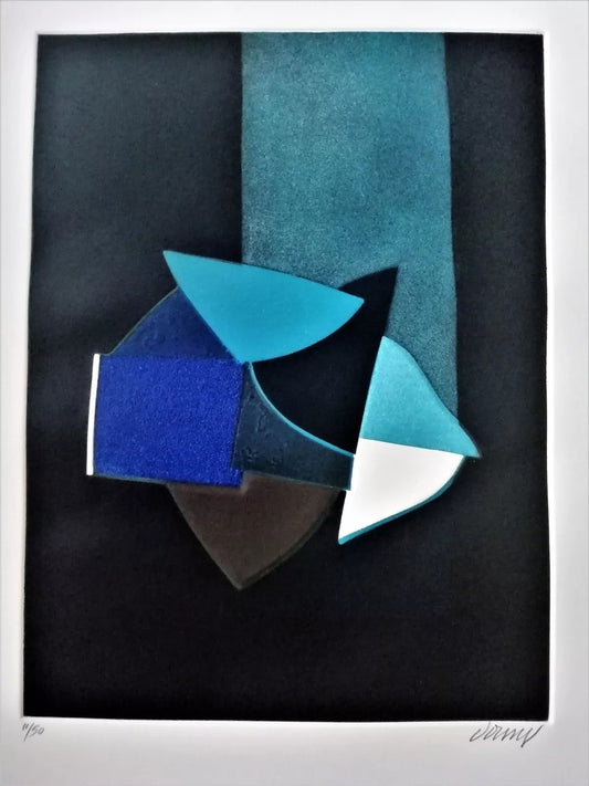 gravure originale aquatinte 4 couleurs signée numérotée