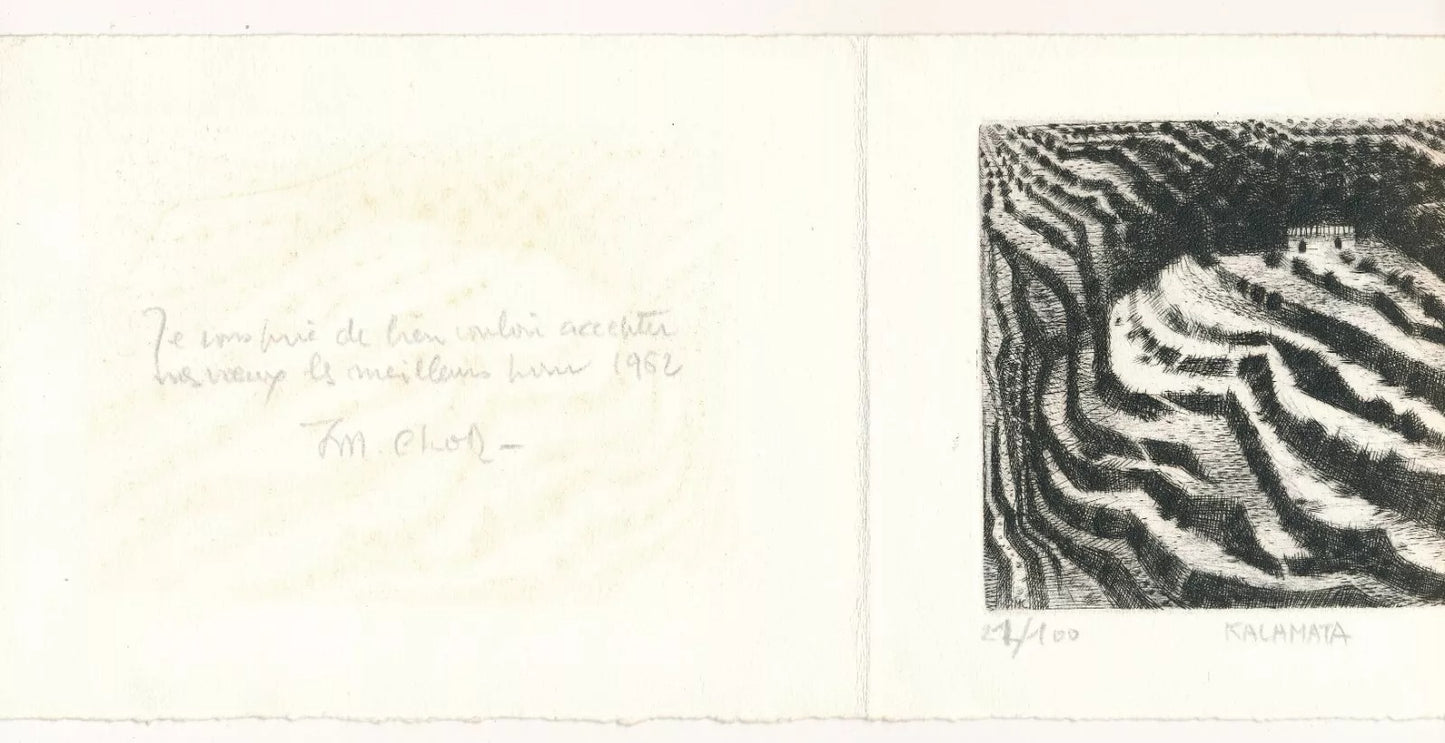Maurice Chot-Plassot gravure Grèce Kalamata envoi autographe