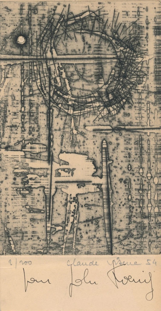 Claude VISEUX gravure signée 1954 dédicacée estampe