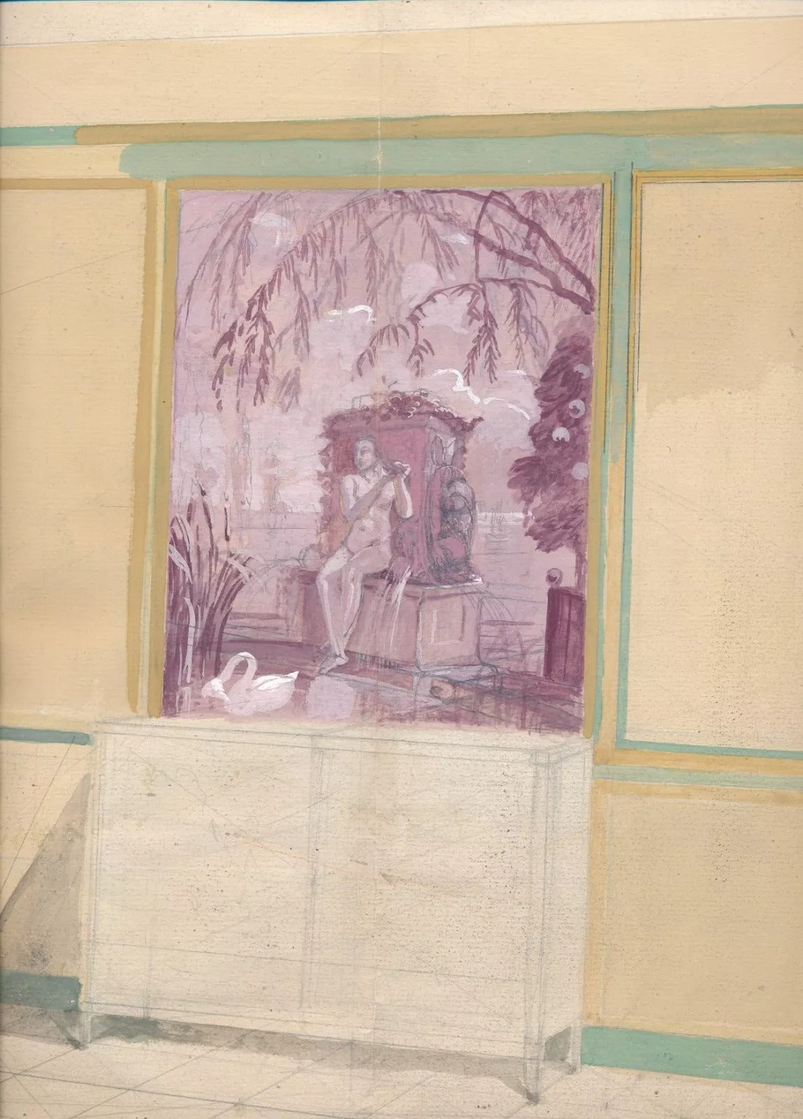 2 projets de décoration rehaussés d'aquarelle