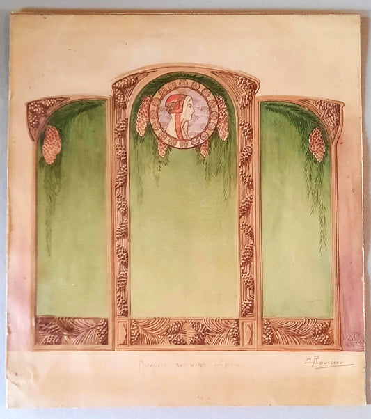 Beau dessin gouache Paravent 