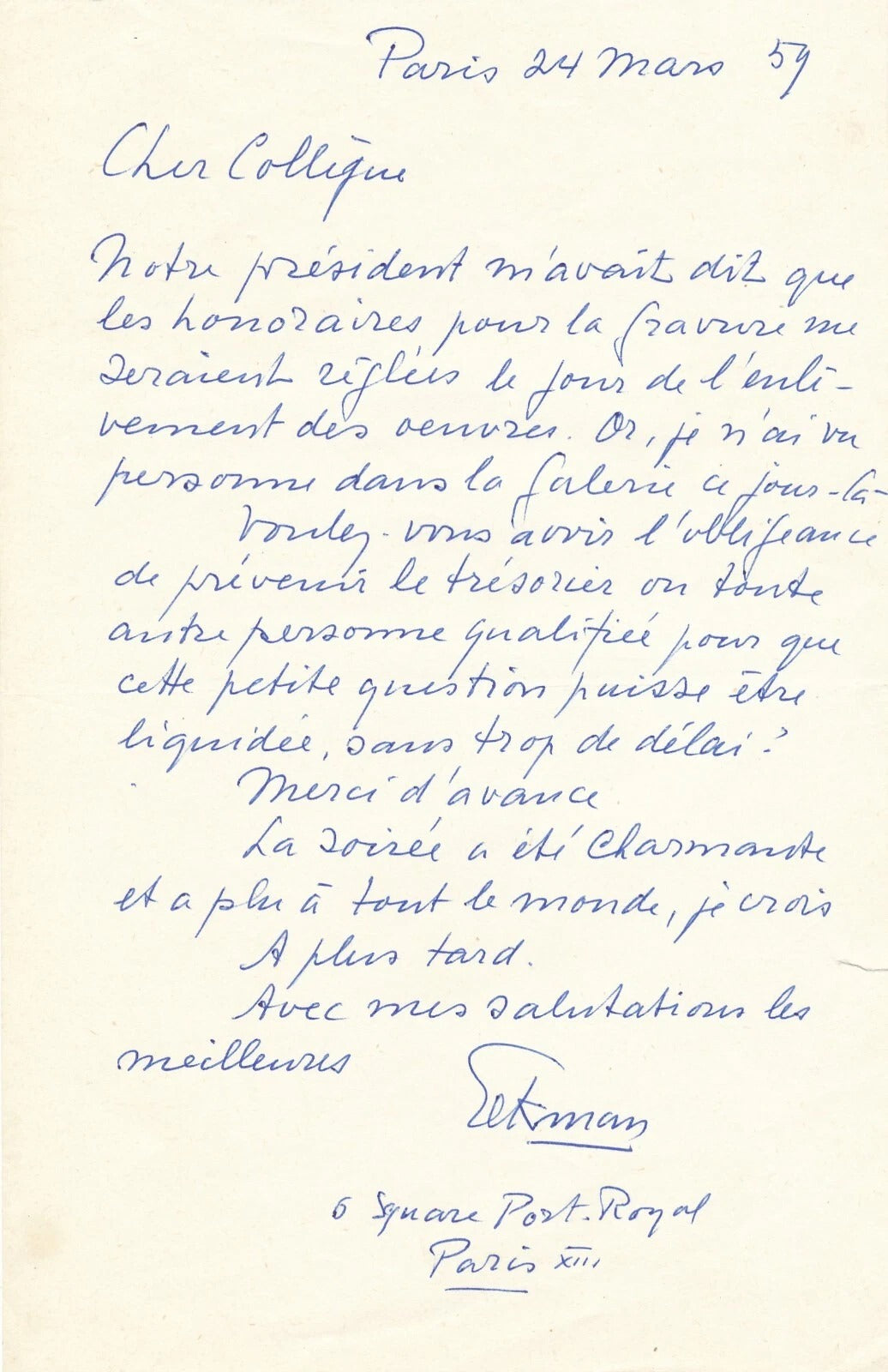 Nicolas Eekmann gravure et lettres autographes