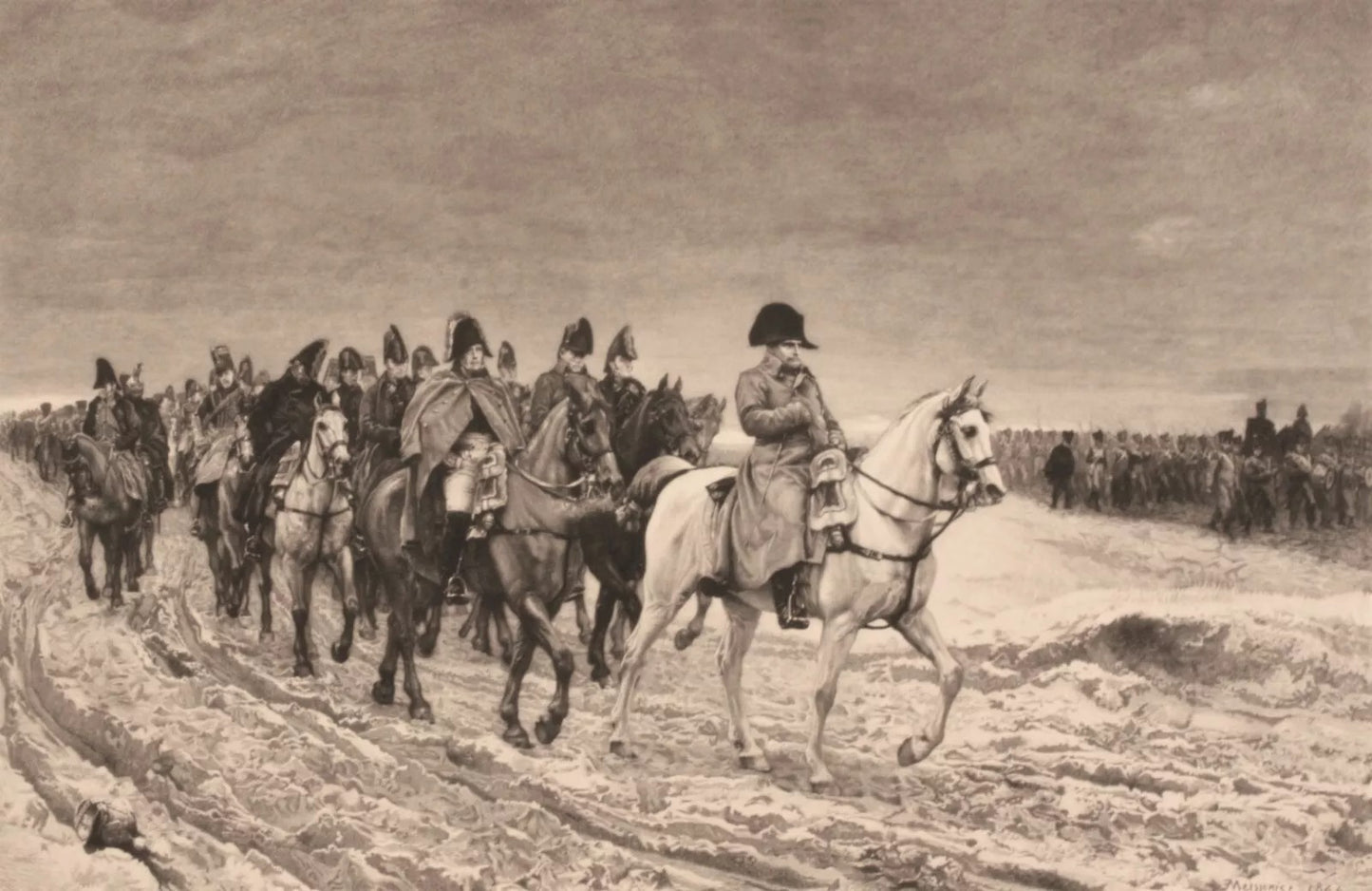 MEISSONIER Eau forte burin A. Bessé 1920 Campagne de France Napoléon