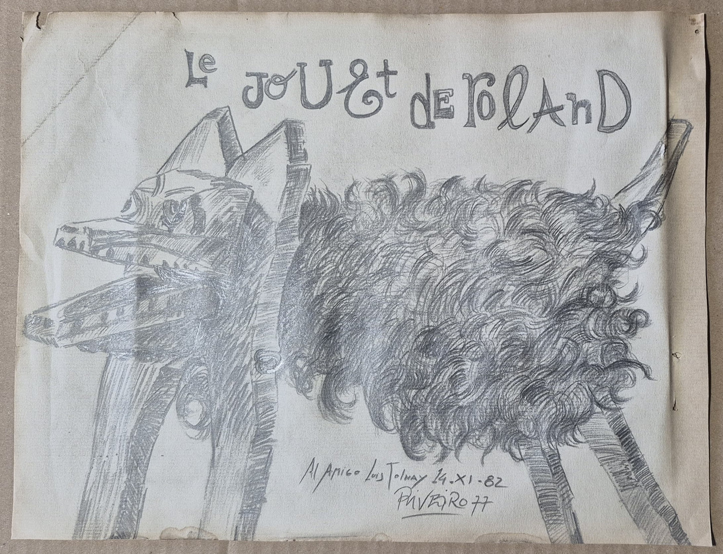 Ernest RIVEIRO peintre argentin Argentine Le Jouet de Roland dessin