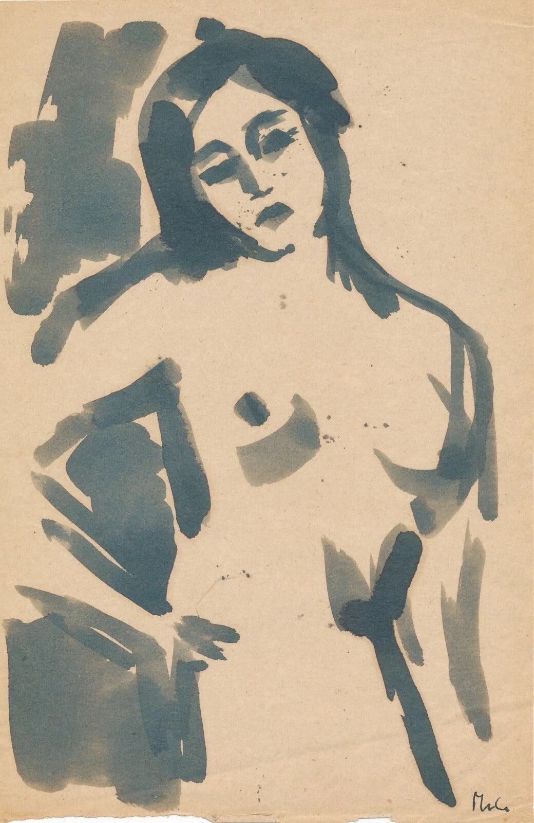 4 études de nu femme à l'encre