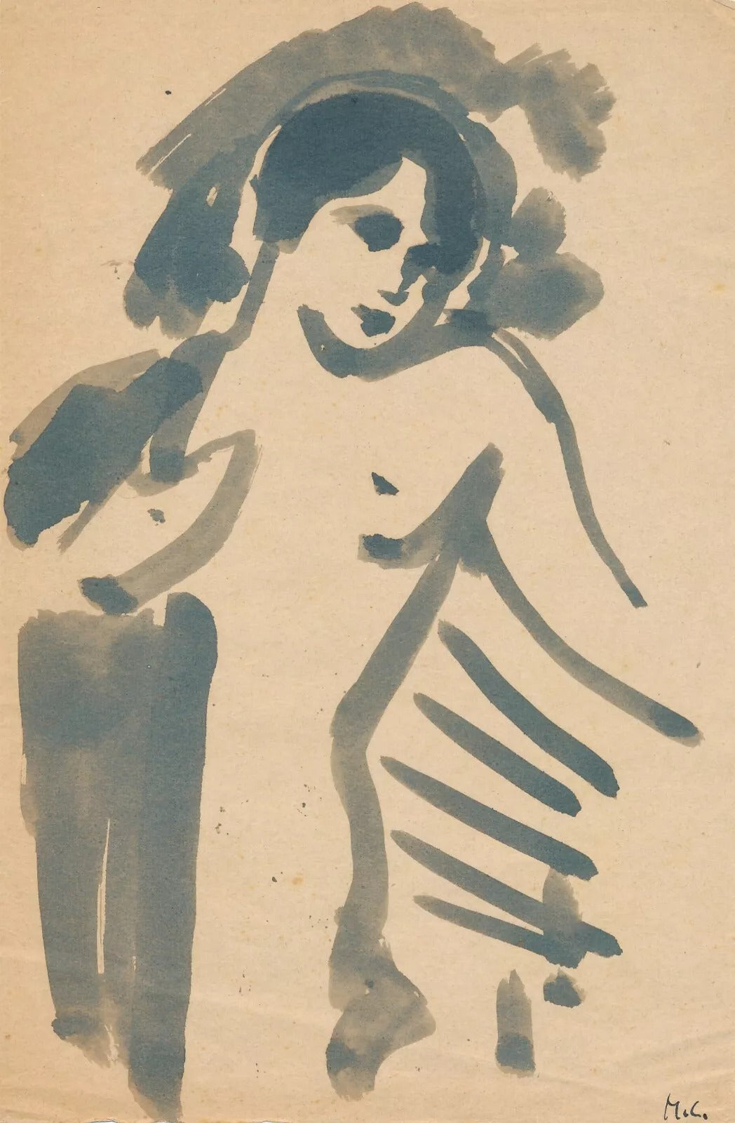 4 études de nu femme à l'encre