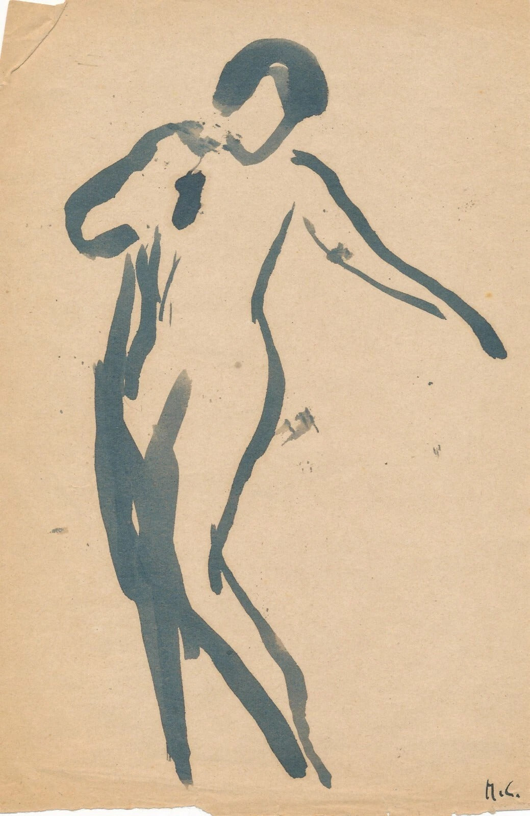 4 études de nu femme à l'encre