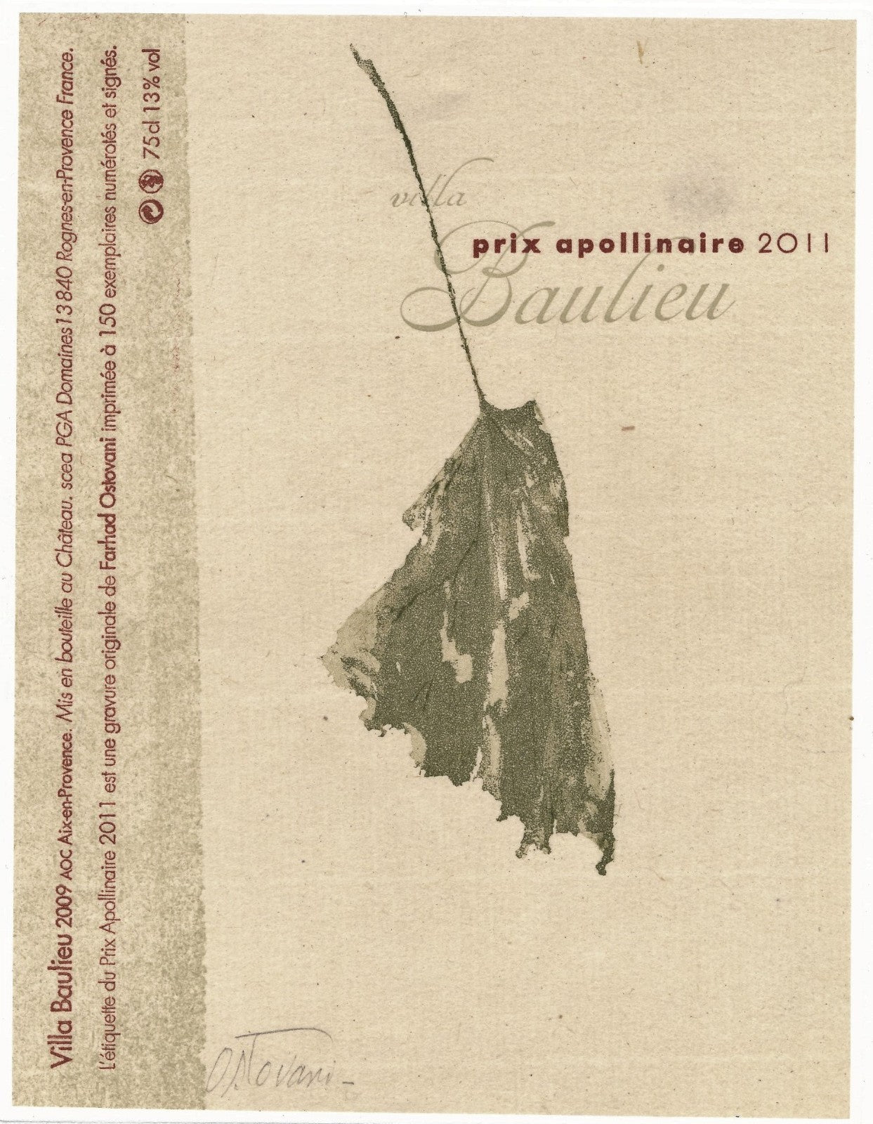 Farhad OSTOVANI (1950-) peintre gravure signée Prix Apollinaire 2011 Iran