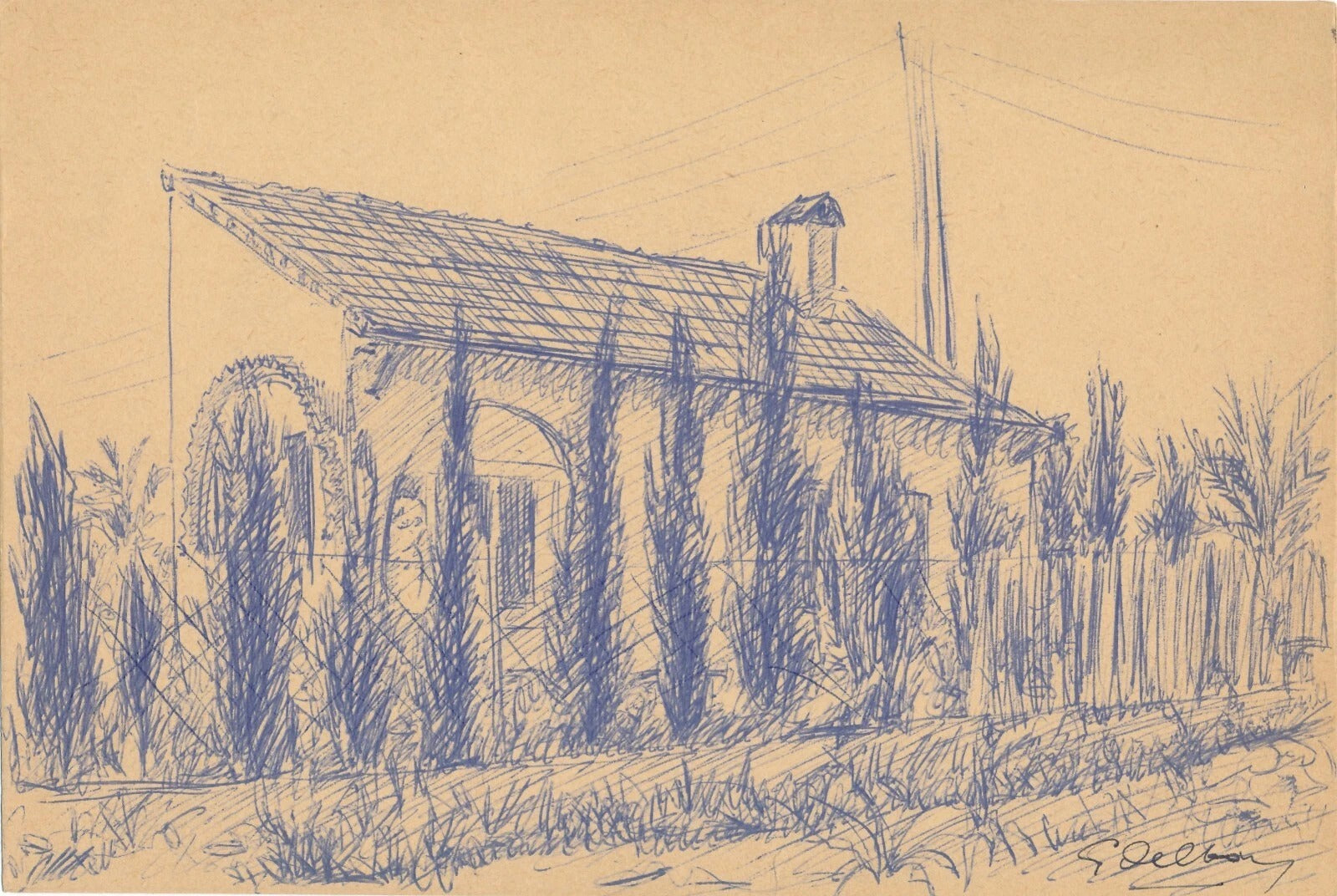 Georges DELBAYS lithographie signée encre Algérie Maison Cap Matifou Sarraillon