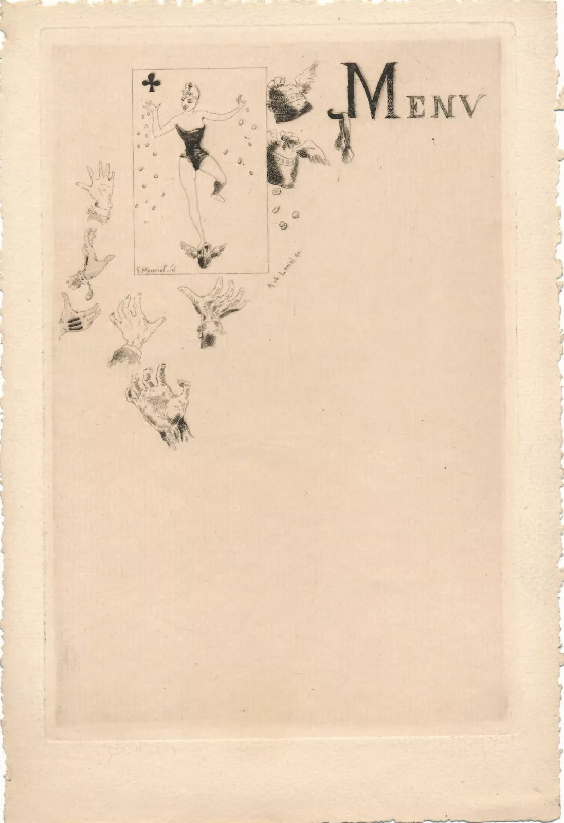 affichiste graveur 2 menus vierge gravés