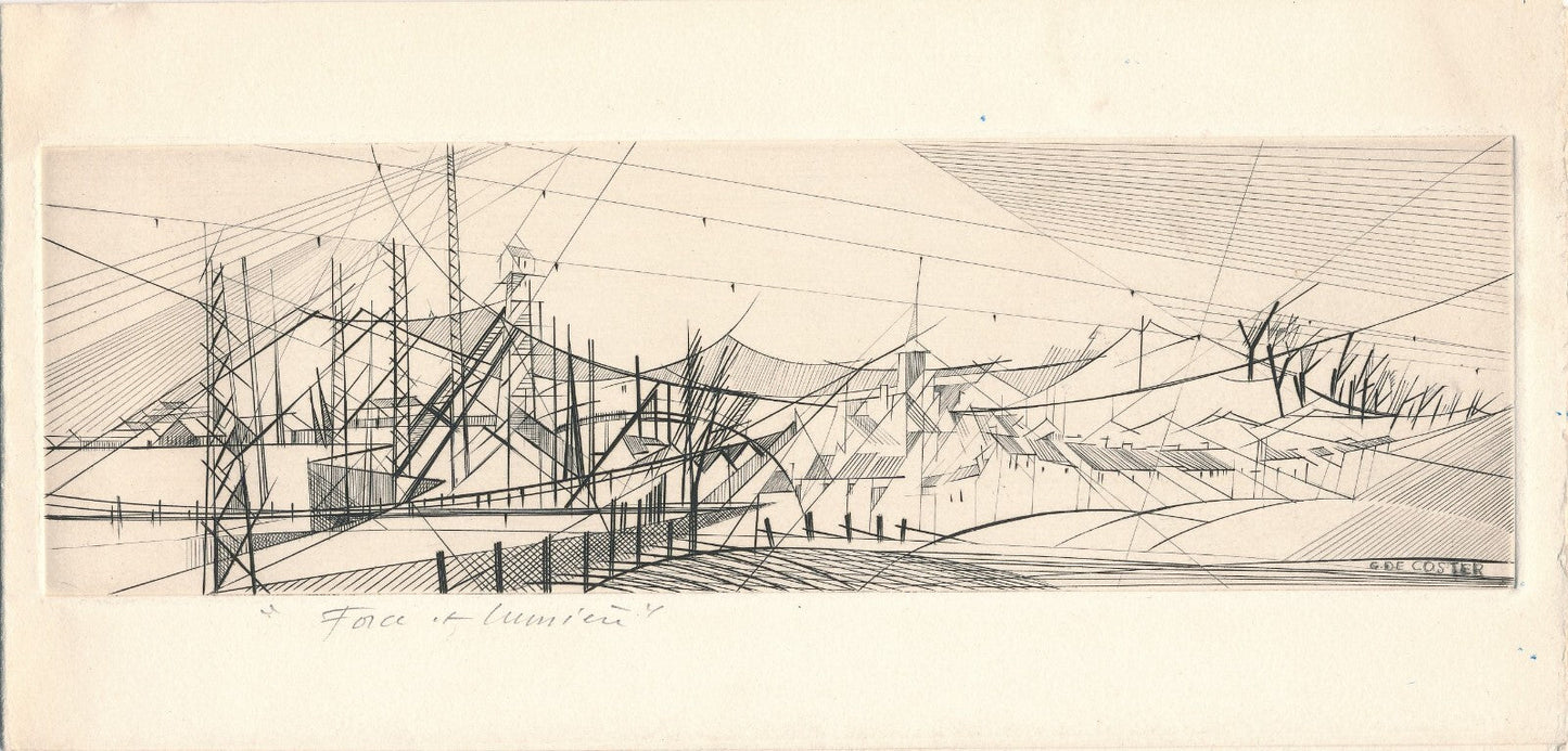 Germaine de COSTER gravure au burin Force et lumière originale signée datée