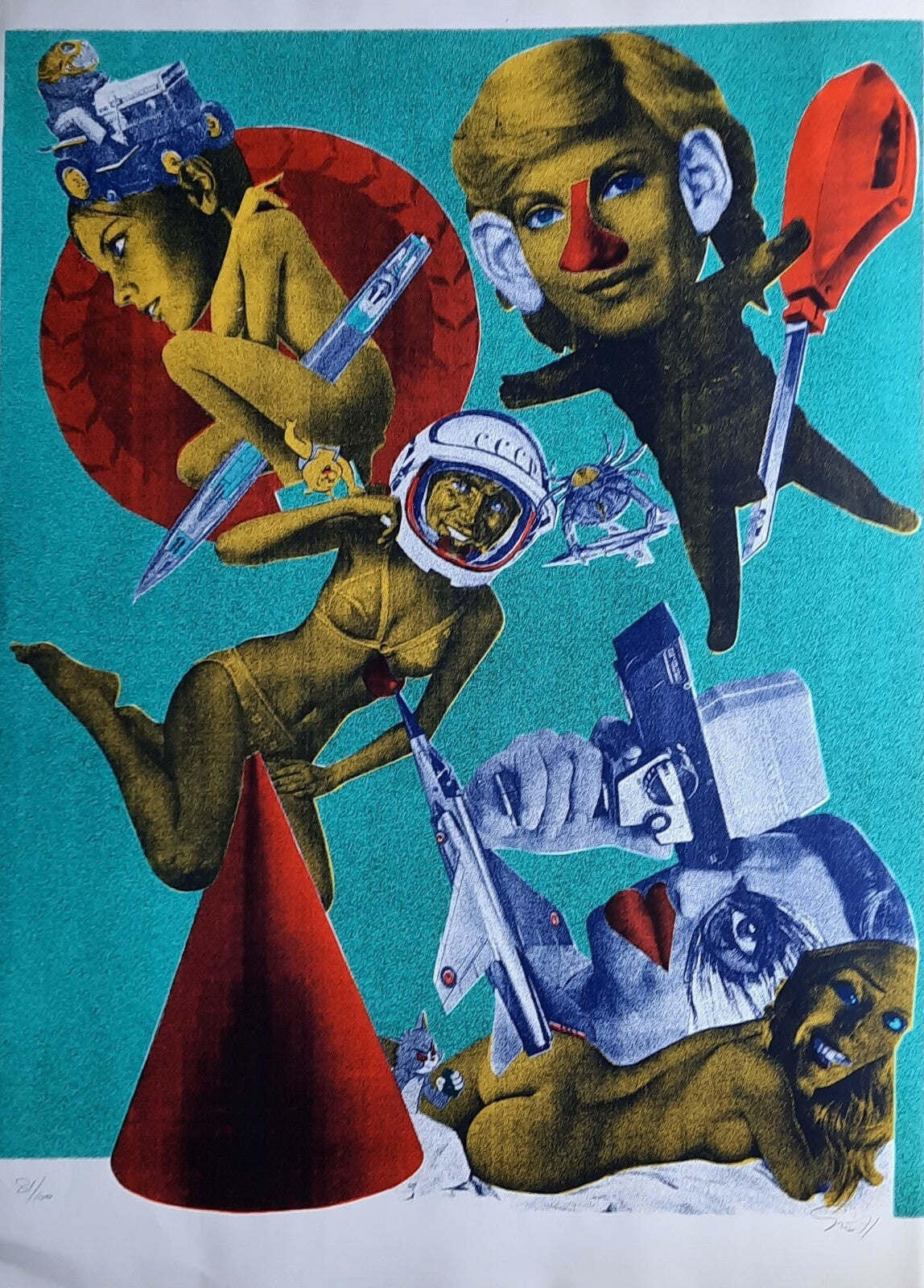 Gudmundur ERRO Sérigraphie signée et numérotée 81/100. Datée : 1971