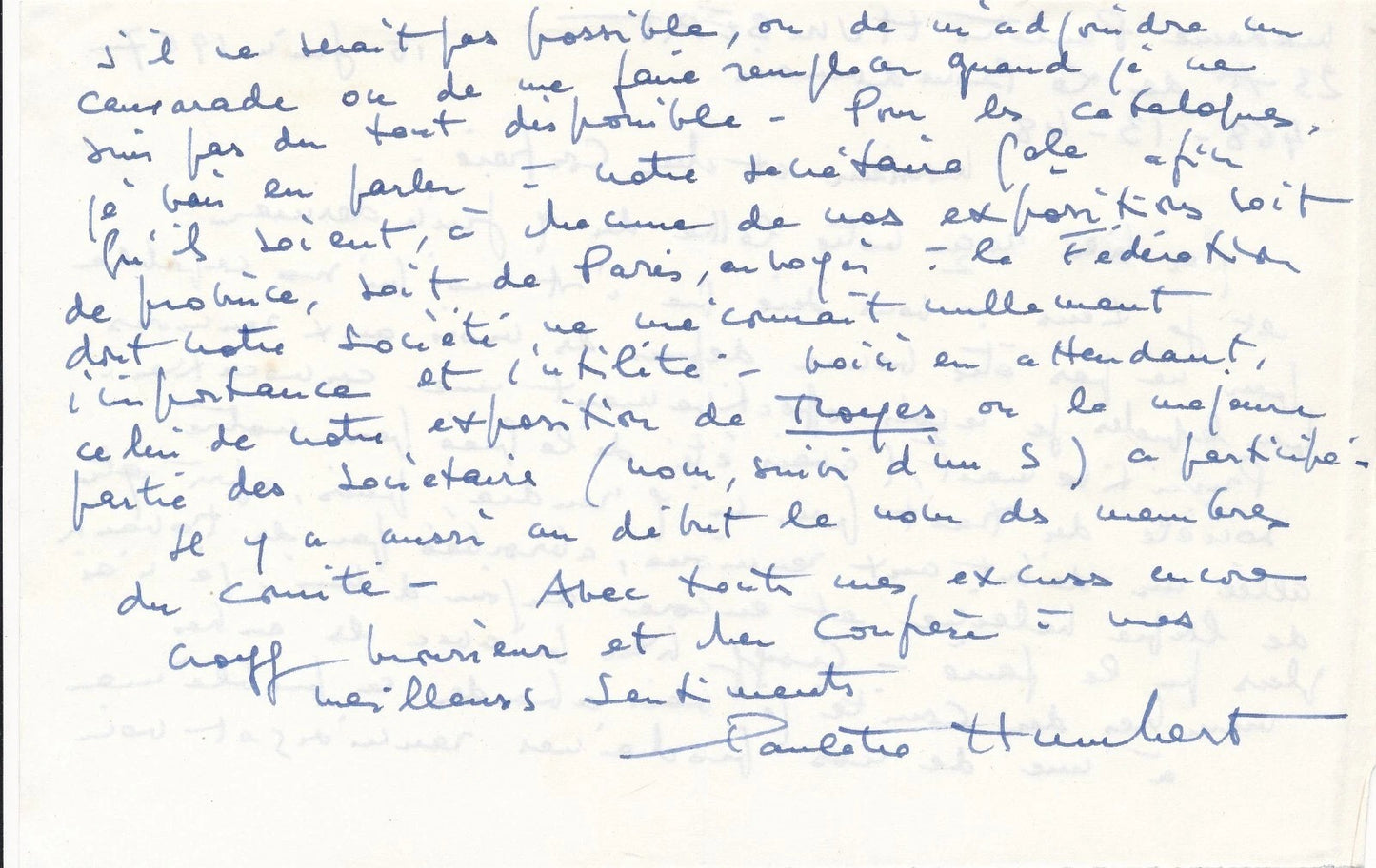 Paulette Humbert gravure et lettre autographe signée