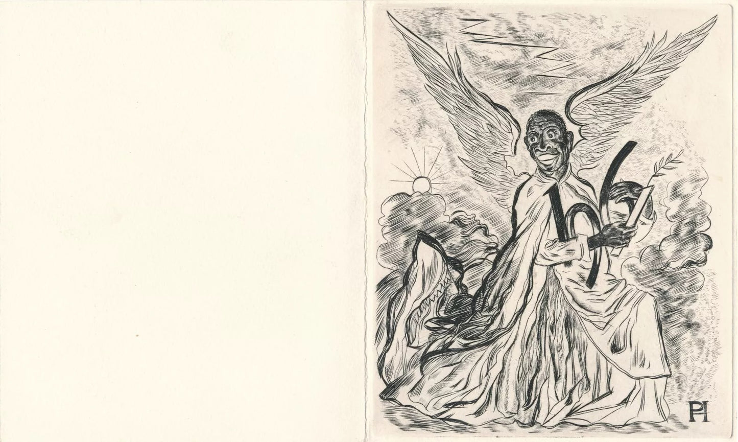 Paulette Humbert gravure et lettre autographe signée