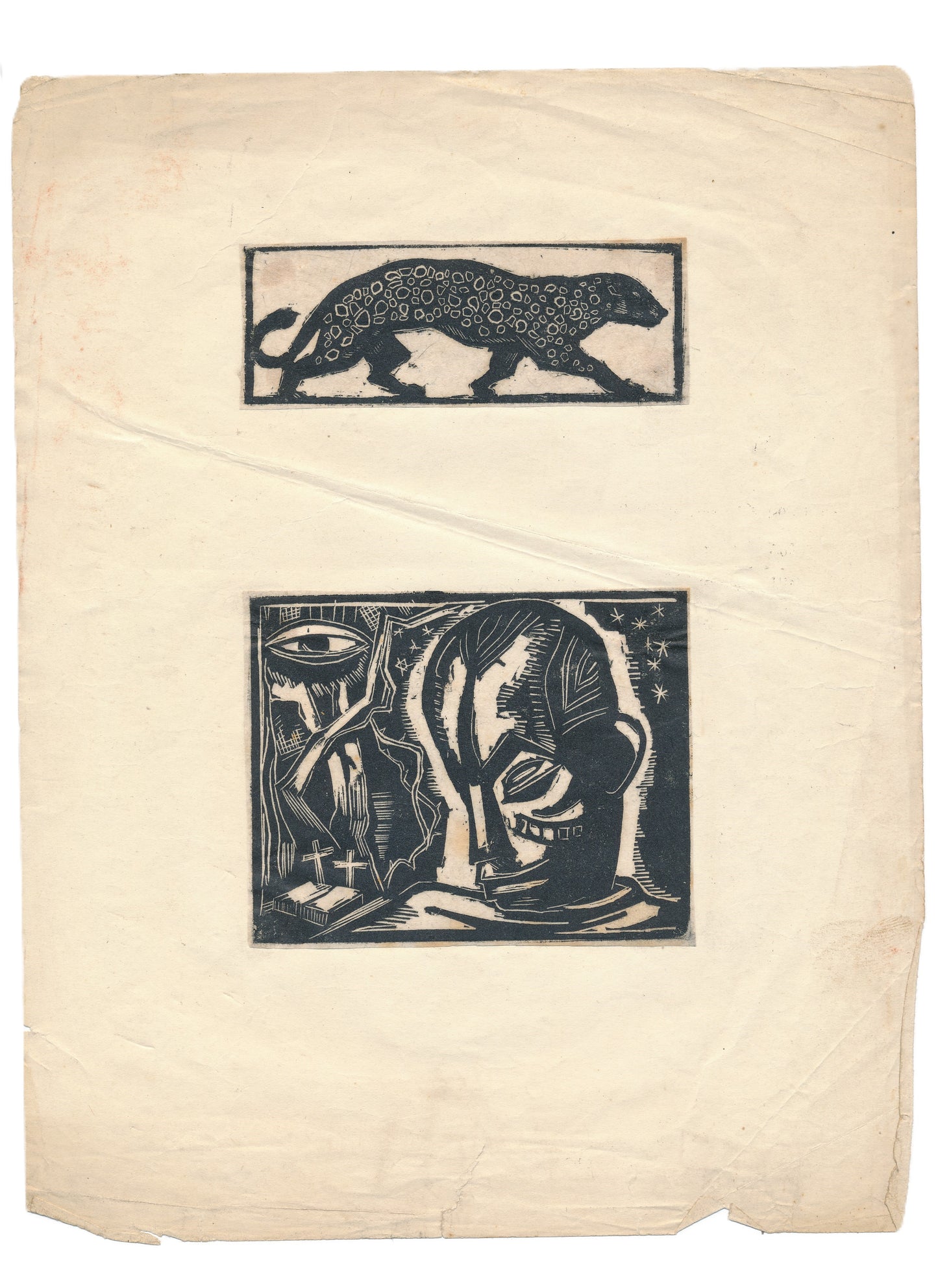 artiste non identifié 5 petites gravures sur bois xylographie années 1930 animaux