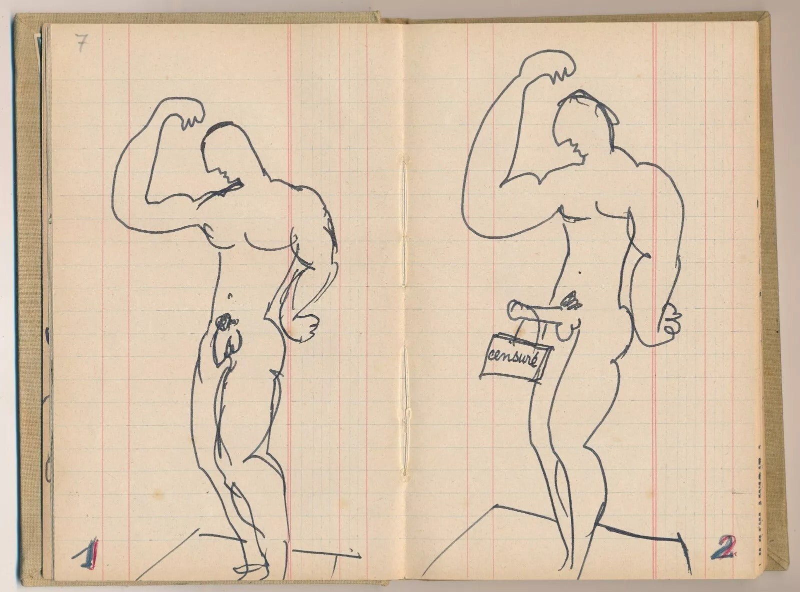 2 carnets nombreux dessins humour noir vers 1960 La Ruche