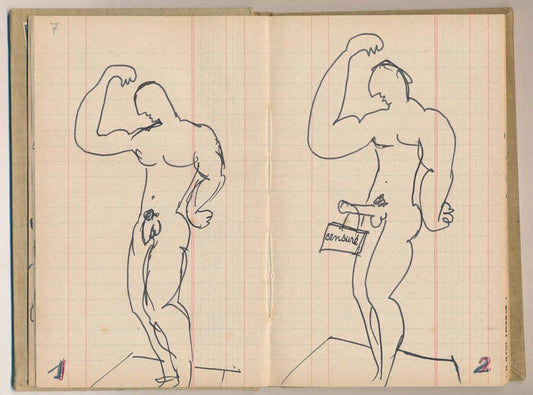 2 carnets nombreux dessins humour noir vers 1960 La Ruche