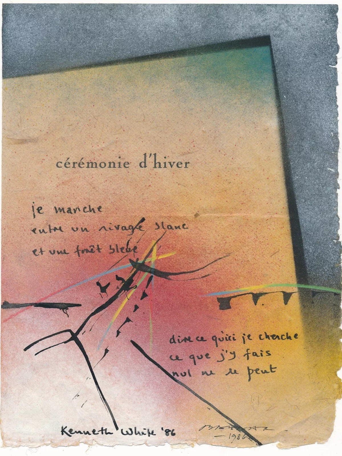 Page manuscrite par le poète Kenneth White