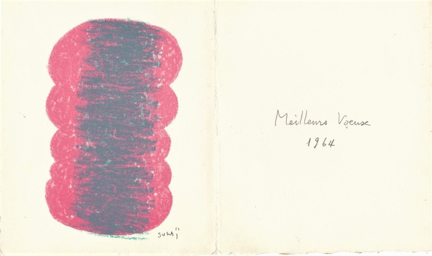 Kumi SUGAI Sérigraphie signée avec envoi autographe pour l’année 1964