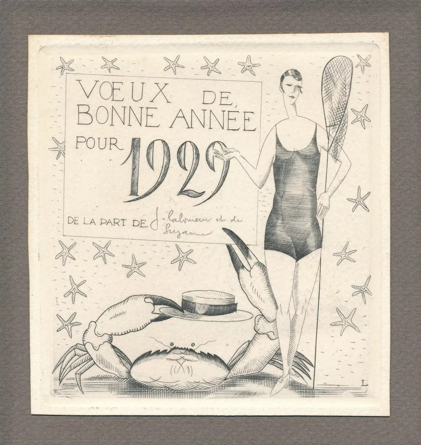 Jean Émile Laboureur gravure carte de voeux