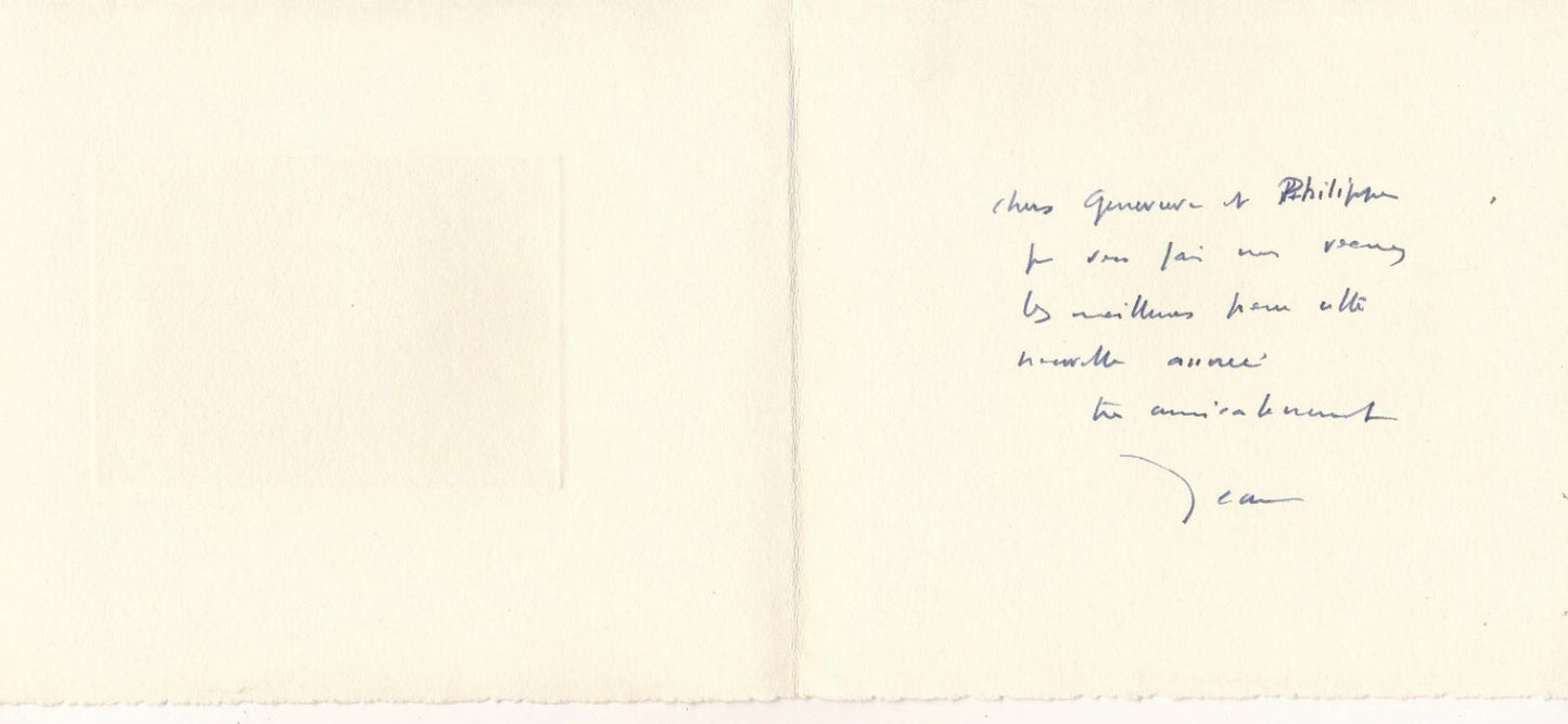 Jean Le Moal gravure carte de voeux et envoi autographe signé