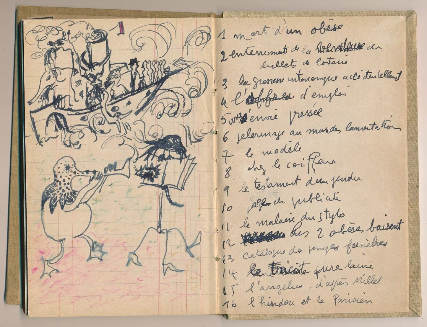 Jacques Mauhin 2 carnets de dessins humour noir vers 1960 La Ruche