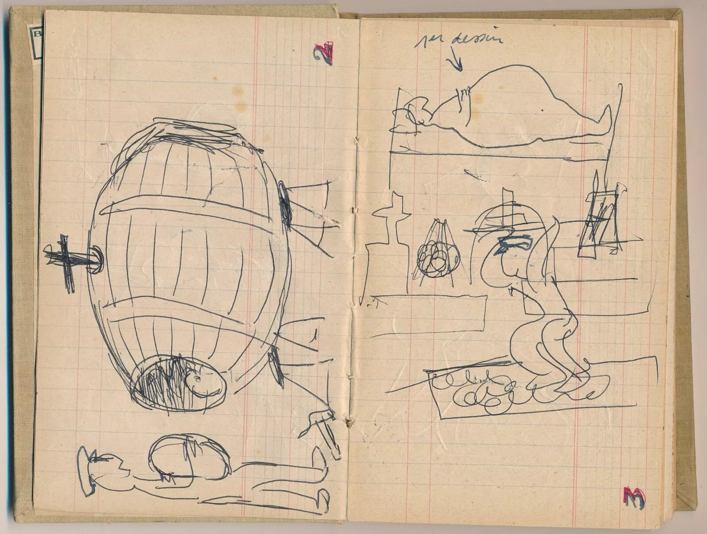 Jacques Mauhin 2 carnets de dessins humour noir vers 1960 La Ruche