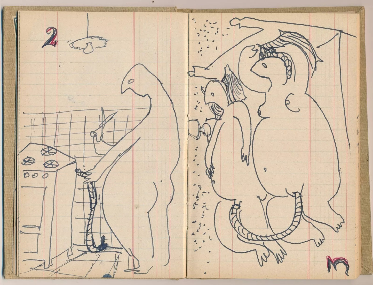 Jacques Mauhin 2 carnets de dessins humour noir vers 1960 La Ruche