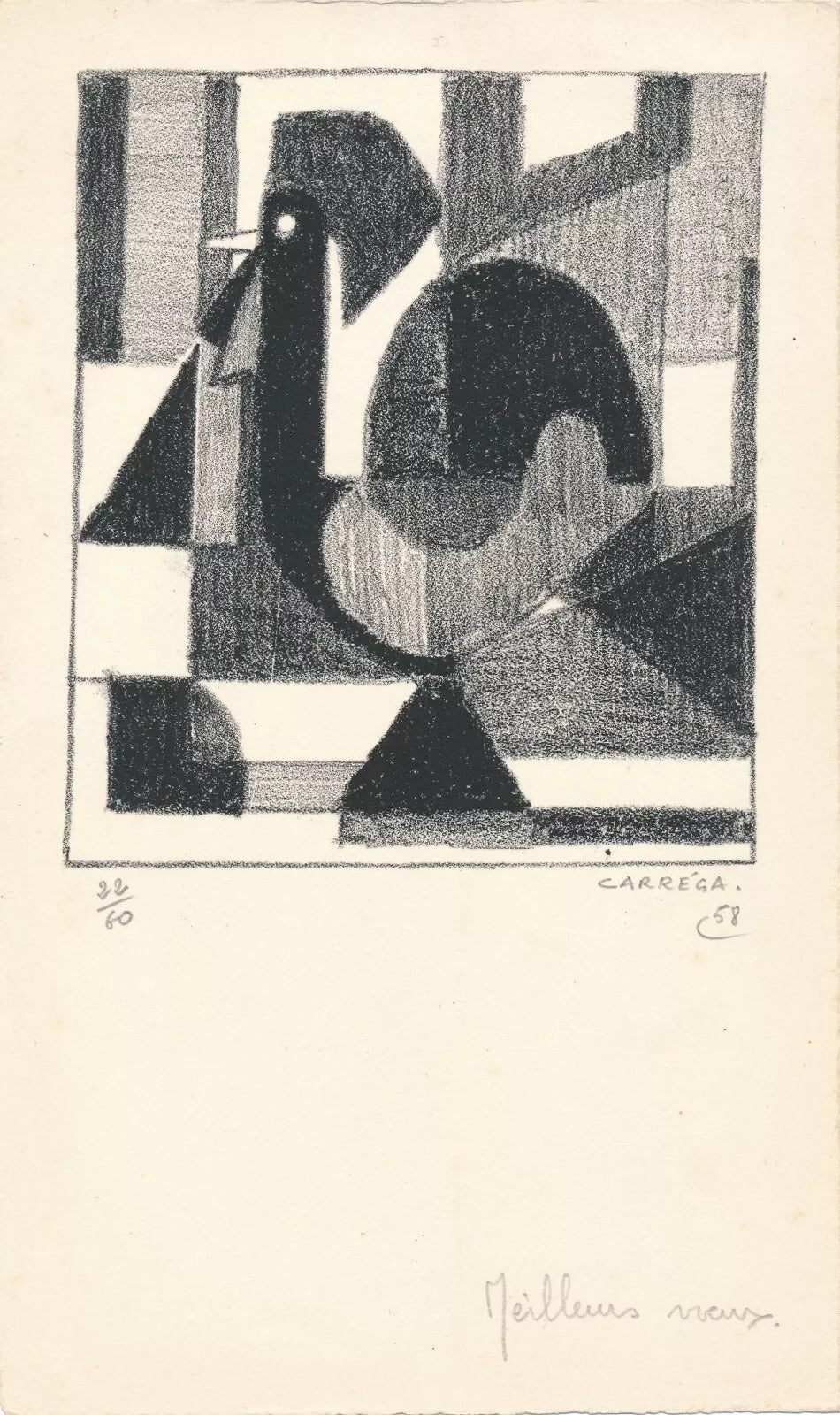 Nicolas CARRÉGA lithographie signée numérotée envoi autographe