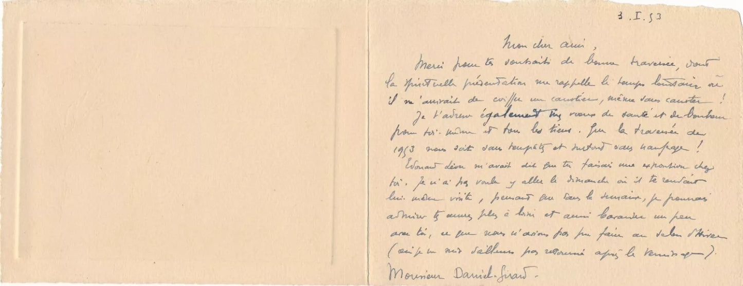 Fernand Pinal gravure et envoi autographe signé