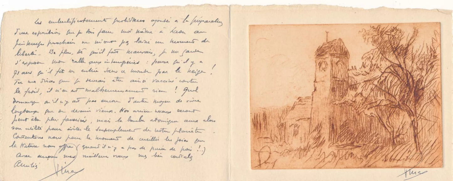 Fernand Pinal gravure et envoi autographe signé