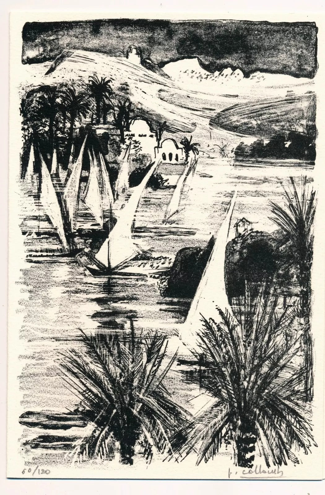 Paul Collomb Lithographie originale signée numérotée ET envoi autographe signé