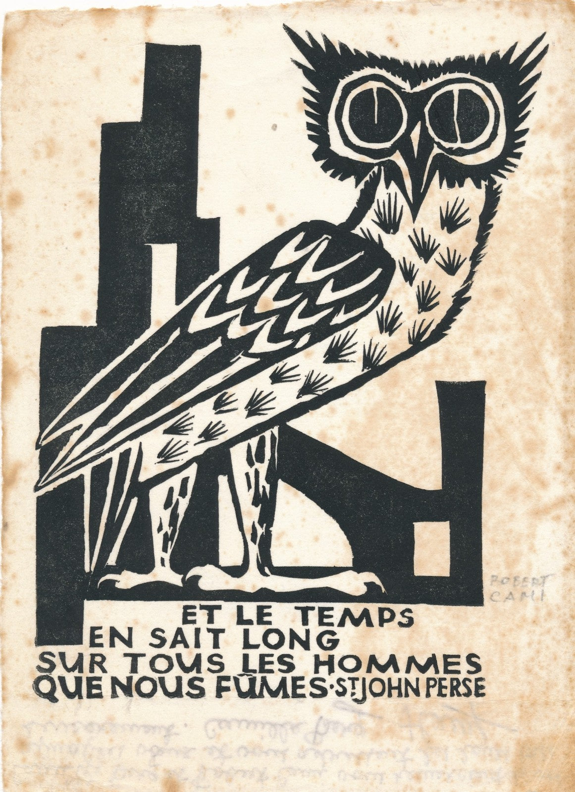 lithographie Robert Cami signée au dos par l'artiste envoi manuscrit